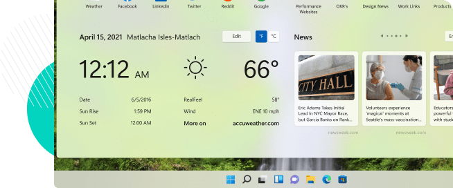Weather and news available on Onelaunch dashboard to keep you up to date.