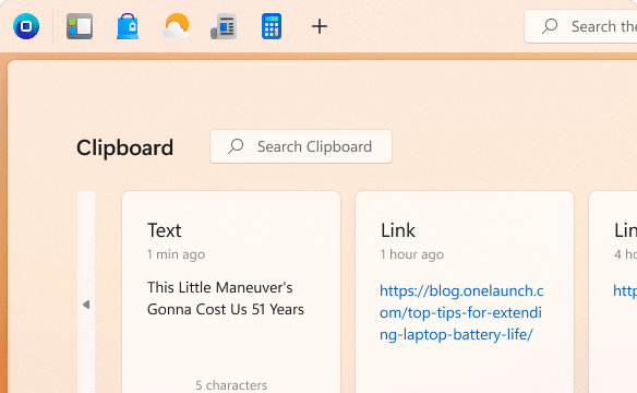 Clipboard history feature